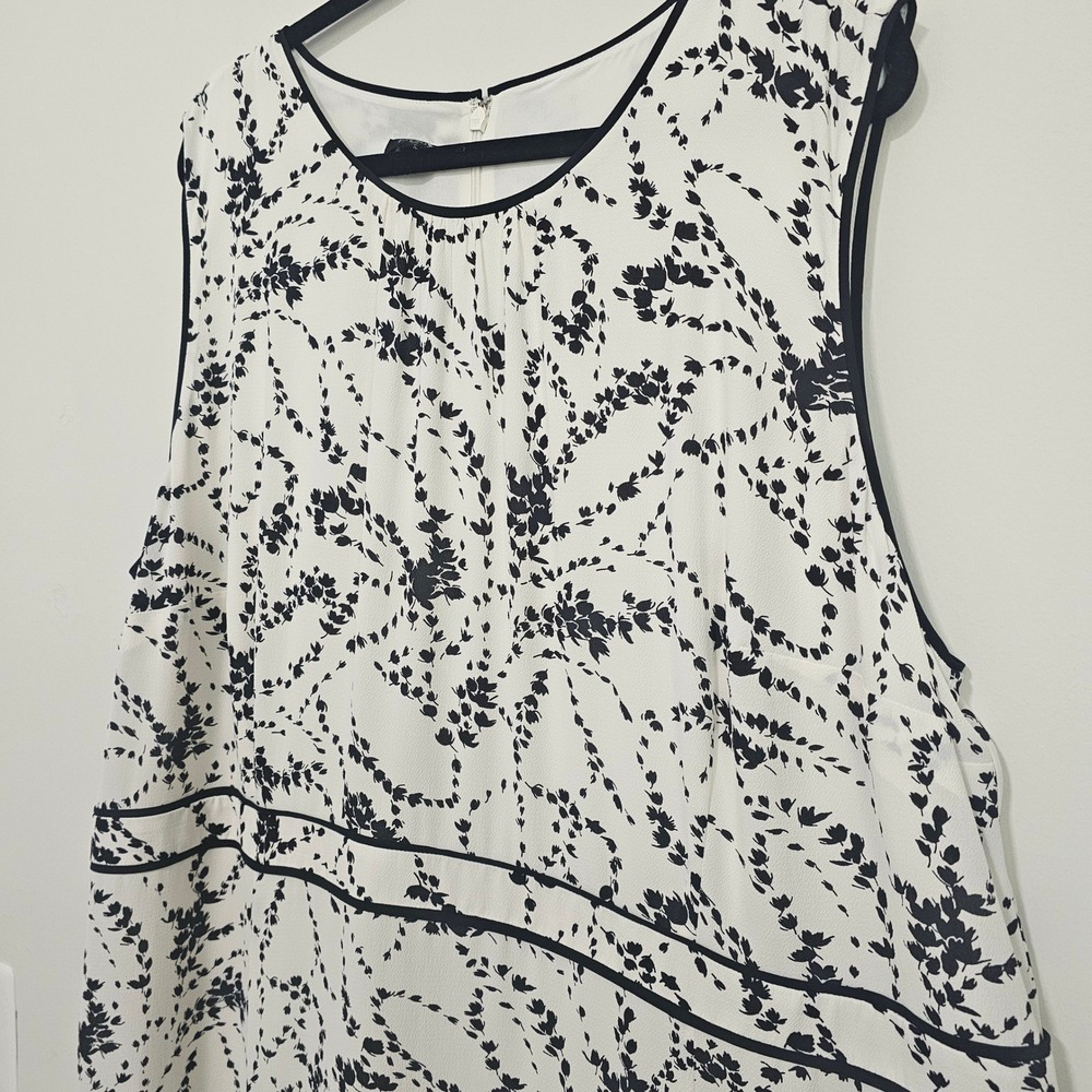 Talbots 22W Sleeveless Sheath Dress White Black Floral Career Classic Wedding - Picture 4 of 8